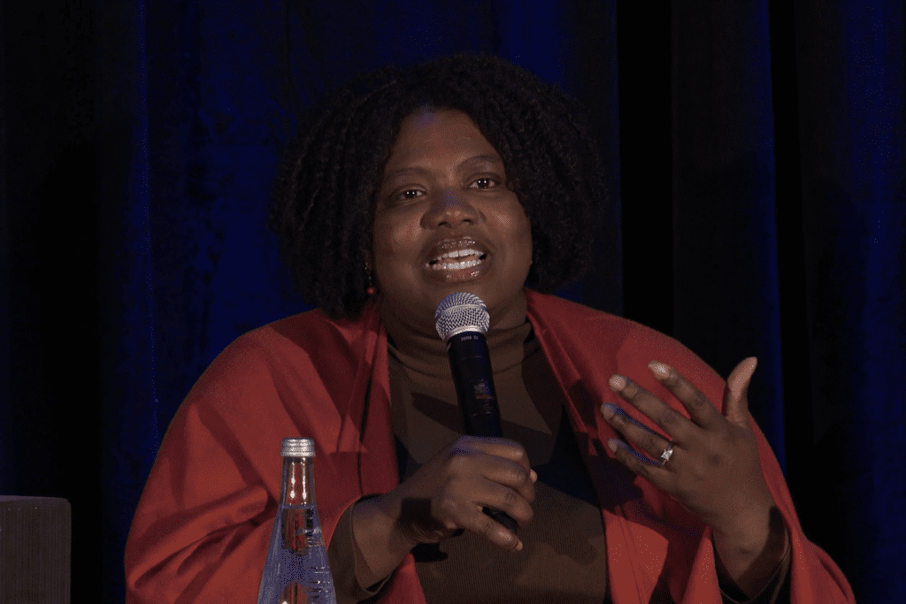 Woman speaking on panel