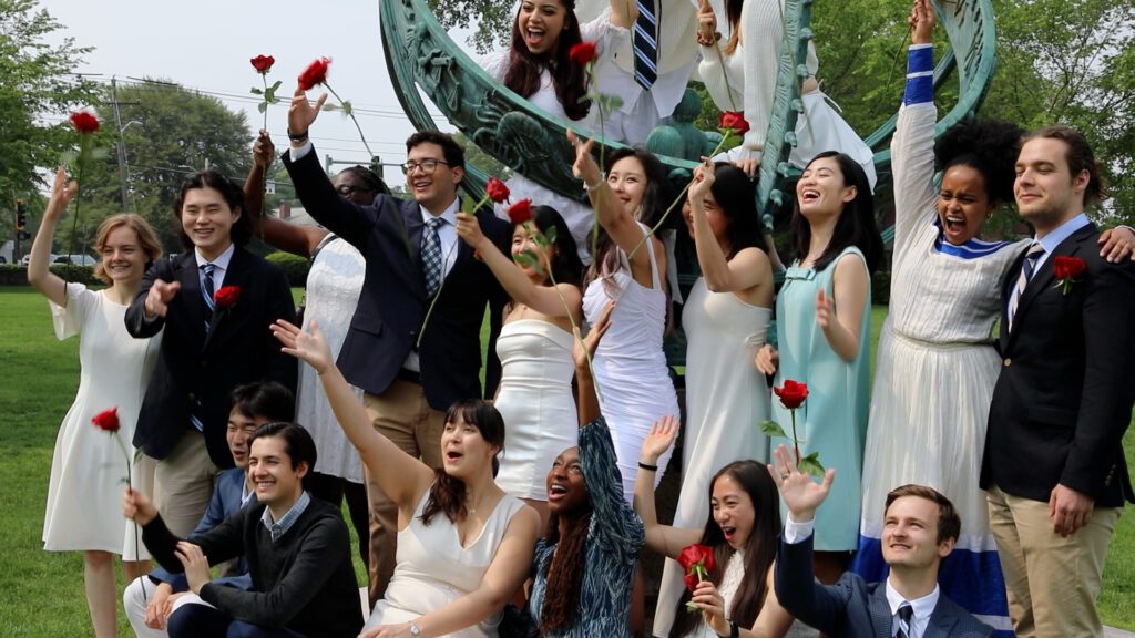 students celebrating at commencement